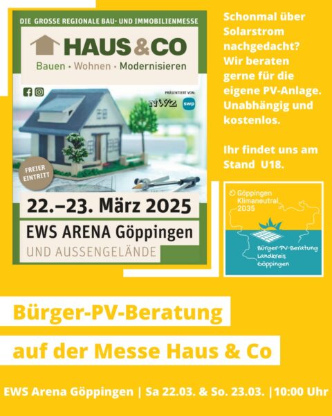 Read more about the article Das Team der Bürger-PV-Beratung ist Teil der Messe HAUS&CO